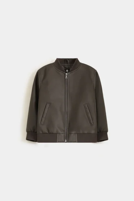 Faux Leather Bomber Jacket